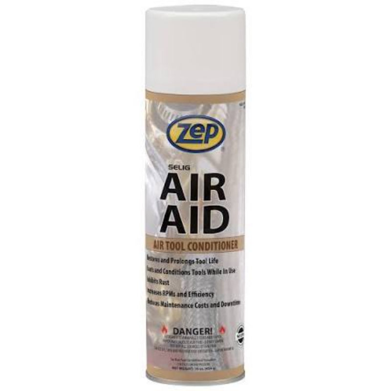 A can of Zep Seig Air Aid Air Tool Conditioner spray.